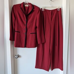 Vintage 90s Laura Red Blazer Pantsuit (2 pcs)